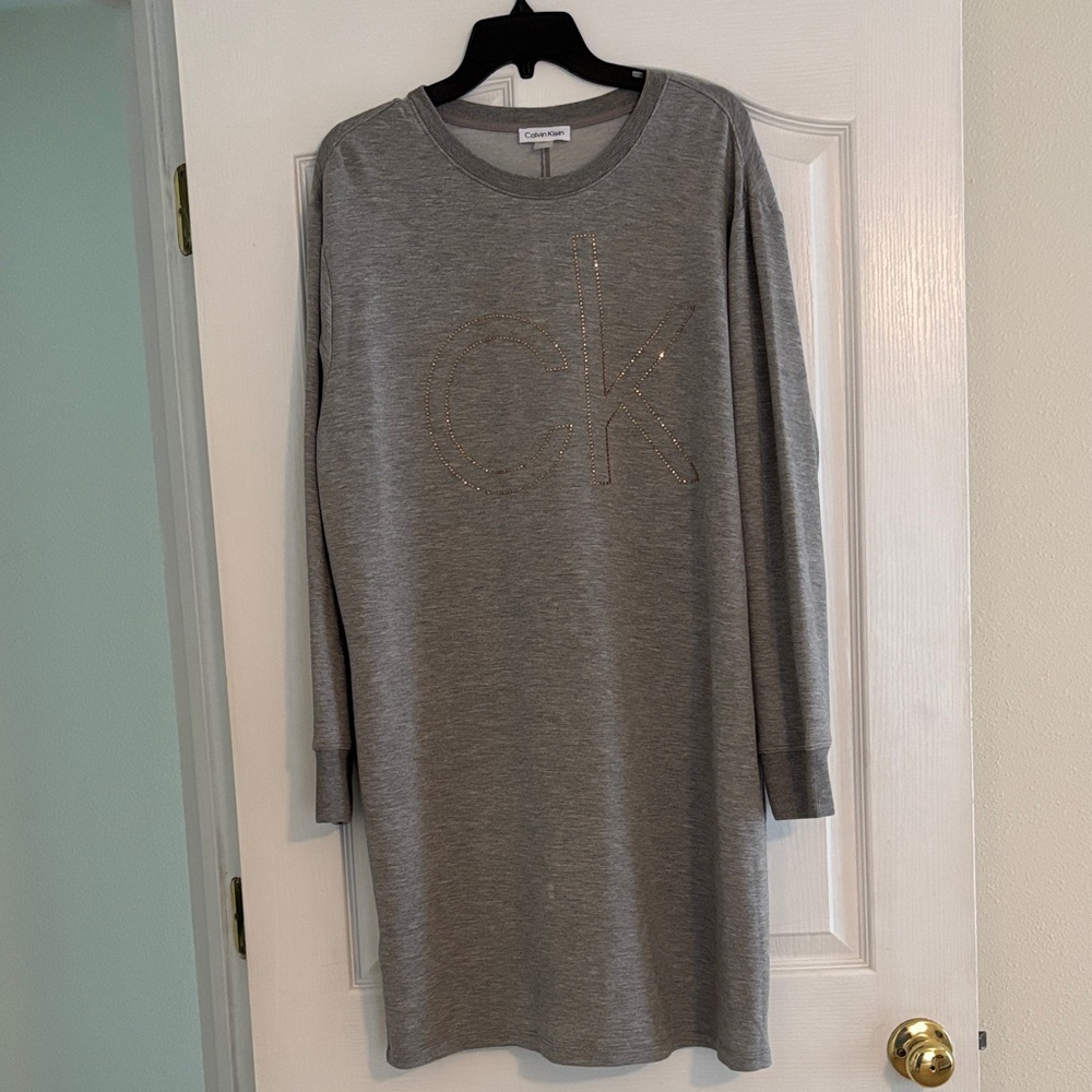 Calvin Klein Heather Gray Logo Dress L